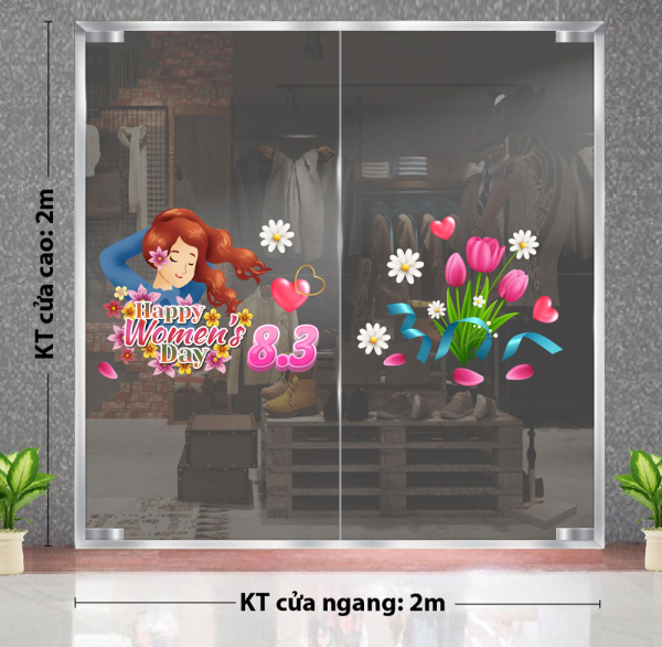 Decal dán tường Decal 8/3 Trang trí cửa kính -mẫu 29 cô gái 8/3 Decal dán tường Decal 8/3 Trang trí cửa kính -mẫu 29 cô gái 8/3