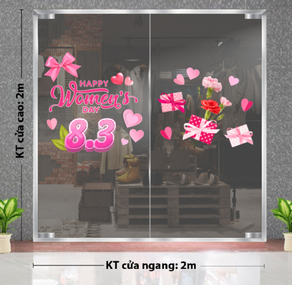 Decal dán tường Decal 8/3 Trang trí cửa kính -Mẫu 32 mừng 8/3 Decal dán tường Decal 8/3 Trang trí cửa kính -Mẫu 32 mừng 8/3