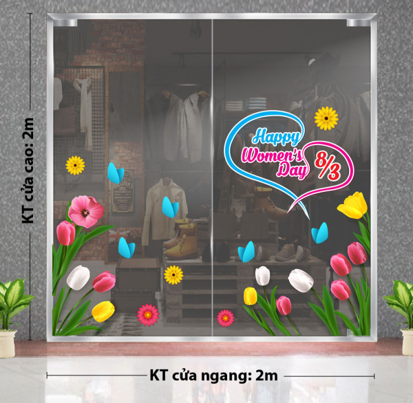 Decal dán tường Decal 8/3 Trang trí cửa kính- Mẫu 34 Decal dán tường Decal 8/3 Trang trí cửa kính- Mẫu 34