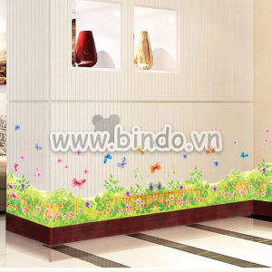Decal dán tường Decal chân tường hoa mùa xuân