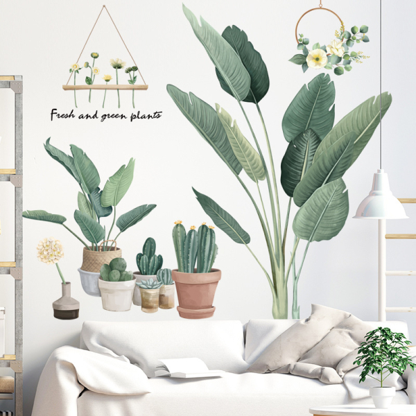 Decal dán tường Decal chậu cây lá xanh  đẹp  Decal dán tường Decal chậu cây lá xanh  đẹp