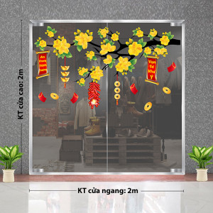 Decal dán tường Decal chữ - Cành mai vàng và đồng tiền vàng 1 Decal dán tường Decal chữ - Cành mai vàng và đồng tiền vàng 1