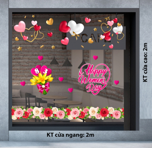 Decal dán tường Decal chữ 8 tháng 3 (8/3) bó hoa đẹp Decal dán tường Decal chữ 8 tháng 3 (8/3) bó hoa đẹp