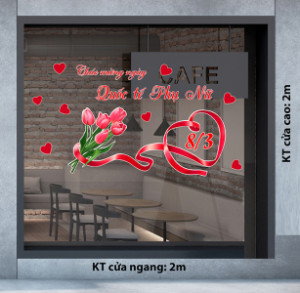 Decal dán tường Decal chữ 8 tháng 3 (8/3) bó hoa hồng Decal dán tường Decal chữ 8 tháng 3 (8/3) bó hoa hồng