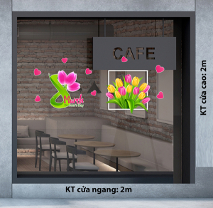 Decal dán tường Decal chữ 8 tháng 3 (8/3) bó hoa tulip đủ màu Decal dán tường Decal chữ 8 tháng 3 (8/3) bó hoa tulip đủ màu
