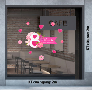 Decal dán tường Decal chữ 8 tháng 3 (8/3) bông hồng yêu thương Decal dán tường Decal chữ 8 tháng 3 (8/3) bông hồng yêu thương