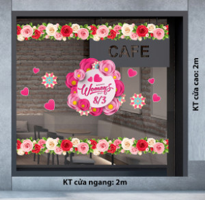 Decal dán tường Decal chữ 8 tháng 3 (8/3) cánh hoa hồng Decal dán tường Decal chữ 8 tháng 3 (8/3) cánh hoa hồng