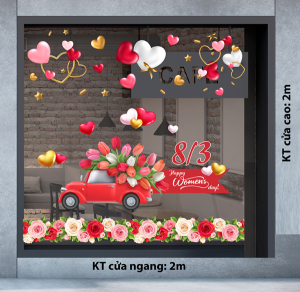 Decal dán tường Decal chữ 8 tháng 3 (8/3) chiếc xe chở hoa tulip Decal dán tường Decal chữ 8 tháng 3 (8/3) chiếc xe chở hoa tulip