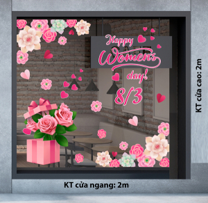 Decal dán tường Decal chữ 8 tháng 3 (8/3) hộp quà hoa hồng 3 Decal dán tường Decal chữ 8 tháng 3 (8/3) hộp quà hoa hồng 3