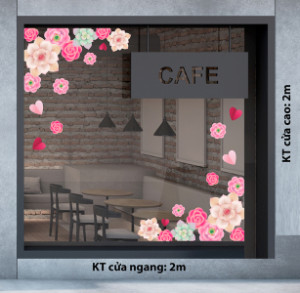 Decal dán tường Decal chữ 8 tháng 3 (8/3) Những bông hoa yêu thương