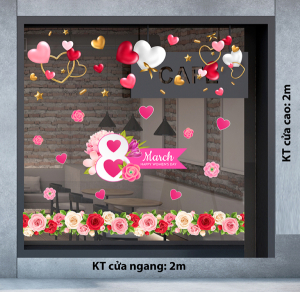Decal dán tường Decal chữ 8 tháng 3 (8/3) những trái tim và bông hồng đẹp Decal dán tường Decal chữ 8 tháng 3 (8/3) những trái tim và bông hồng đẹp
