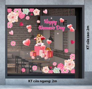Decal dán tường Decal chữ 8 tháng 3 (8/3) Những trái tim và hoa hồng Decal dán tường Decal chữ 8 tháng 3 (8/3) Những trái tim và hoa hồng