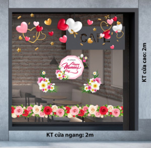 Decal dán tường Decal chữ 8 tháng 3 (8/3) những trái tim và hông đủ màu Decal dán tường Decal chữ 8 tháng 3 (8/3) những trái tim và hông đủ màu