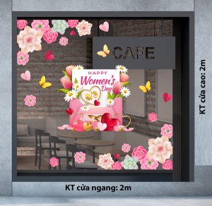 Decal dán tường Decal chữ 8 tháng 3 (8/3) thiệp hồng trái tim  Decal dán tường Decal chữ 8 tháng 3 (8/3) thiệp hồng trái tim