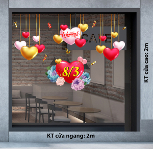 Decal dán tường Decal chữ 8 tháng 3 (8/3) trái tim đủ màu sắc Decal dán tường Decal chữ 8 tháng 3 (8/3) trái tim đủ màu sắc