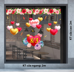 Decal dán tường Decal chữ 8 tháng 3 (8/3) trái tim sắc màu tình yêu  Decal dán tường Decal chữ 8 tháng 3 (8/3) trái tim sắc màu tình yêu