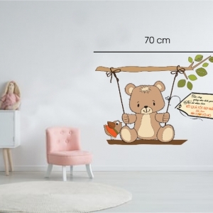Decal dán tường Decal dán decal chú gấu ngồi xích đu, dán nhìn 2 mặt, dán quán trà sữa, TPHCM Decal dán tường Decal dán decal chú gấu ngồi xích đu, dán nhìn 2 mặt, dán quán trà sữa, TPHCM