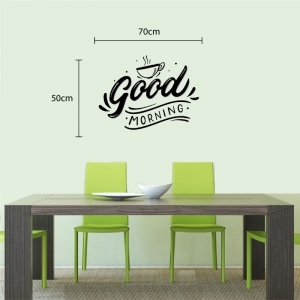 Decal dán tường Decal chữ good morning và ly cà phê màu đen 2 Decal dán tường Decal chữ good morning và ly cà phê màu đen 2