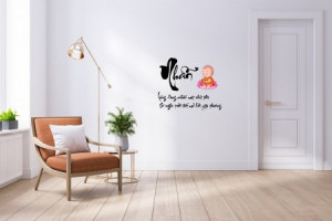 Decal dán tường Decal chữ Nhẫn Lắng lòng nhẫn một chút thôi Sẽ nghe trời đất mở lời yêu thương