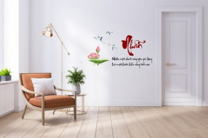 Decal dán tường Decal chữ Nhẫn Nhẫn một chút sóng yên gió lặng Lùi một bước biển rộng trời cao