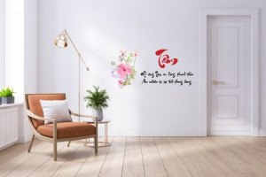 Decal dán tường Decal chữ Tâm Mở rộng tâm ra lòng thanh thản An nhiên tự tại đời thong dong