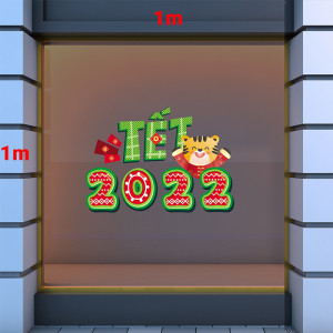Decal dán tường Decal chữ Tết 2022 màu xanh lá cây dán kính đẹp Decal dán tường Decal chữ Tết 2022 màu xanh lá cây dán kính đẹp