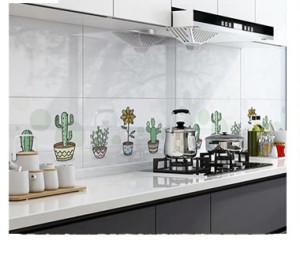 Decal dán tường Decal trong dán bếp hoa và xương rồng Decal dán tường Decal trong dán bếp hoa và xương rồng