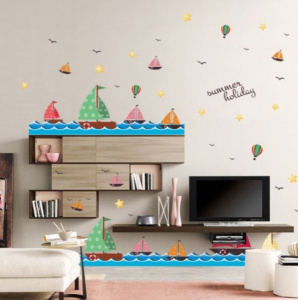Decal dán tường Decal thuyển buồm lướt sóng dán tường trang trí đẹp Decal dán tường Decal thuyển buồm lướt sóng dán tường trang trí đẹp