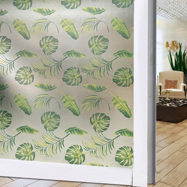 Decal dán tường Decal dán kính hoa văn lá nhiệt đới 90cm x 1m Decal dán tường Decal dán kính hoa văn lá nhiệt đới 90cm x 1m