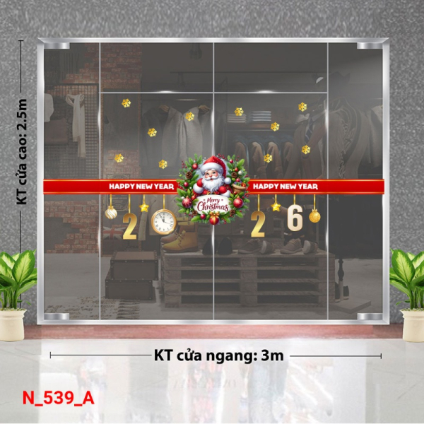 Decal dán tường Decal dán kính Noel  539A Decal dán tường Decal dán kính Noel  539A