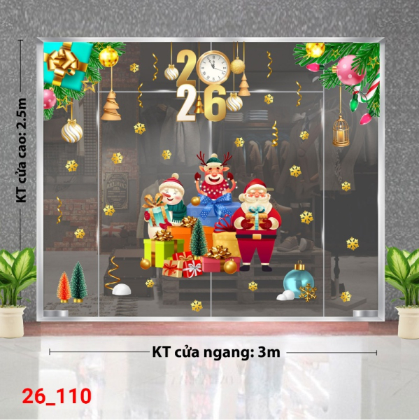 Decal dán tường Decal dán kính Noel Combo số 110