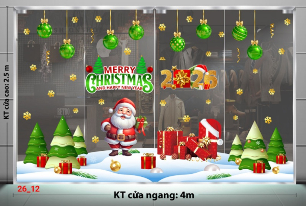 Decal dán tường Decal dán kính Noel Combo  số 12 Decal dán tường Decal dán kính Noel Combo  số 12