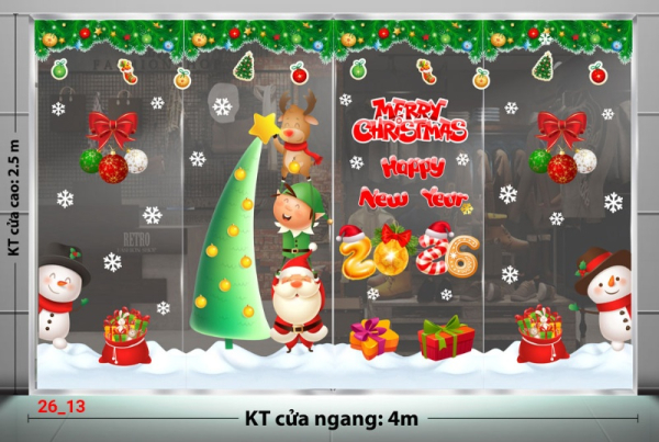 Decal dán tường Decal dán kính Noel Combo số 13 Decal dán tường Decal dán kính Noel Combo số 13
