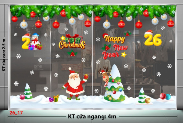 Decal dán tường Decal dán kính Noel Combo số 17 Decal dán tường Decal dán kính Noel Combo số 17