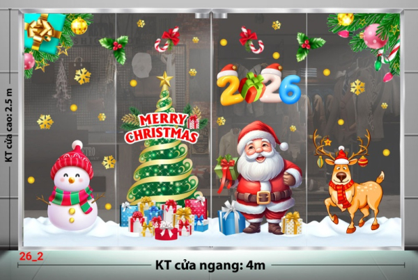Decal dán tường Decal dán kính Noel combo số 2