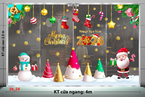 Decal dán tường Decal dán kính  Noel Combo số  24 Decal dán tường Decal dán kính  Noel Combo số  24
