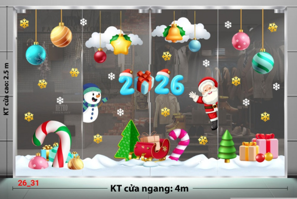 Decal dán tường Decal dán kính Noel Combo số 31