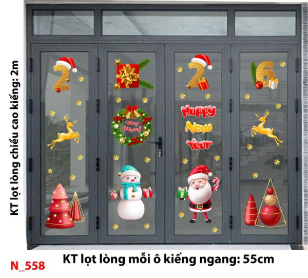 Decal dán tường Decal dán Noel 558 cửa 4 cánh
