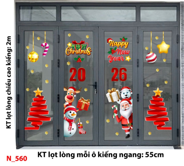 Decal dán tường Decal dán Noel 560 cửa 4 cánh