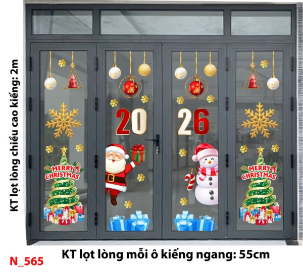 Decal dán tường Decal dán Noel 565 cửa 4 cánh