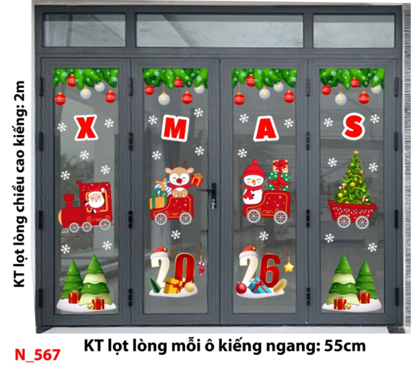 Decal dán tường Decal dán Noel 567 cửa 4 cánh