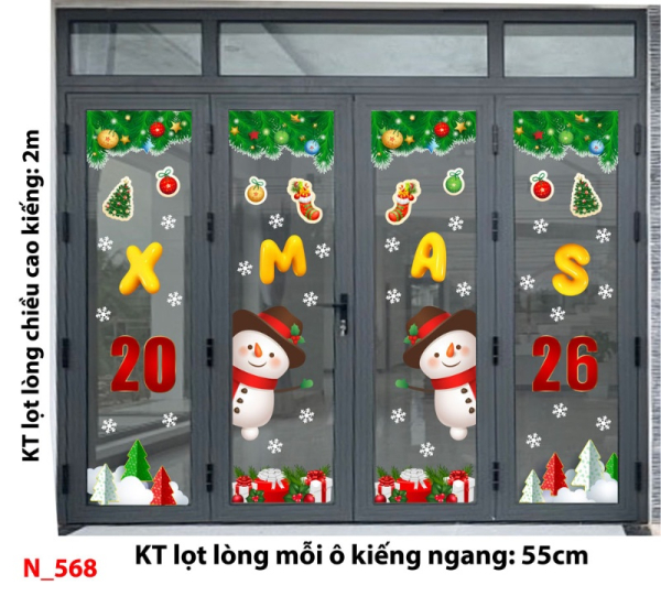 Decal dán tường Decal dán Noel 568 cửa 4 cánh Decal dán tường Decal dán Noel 568 cửa 4 cánh