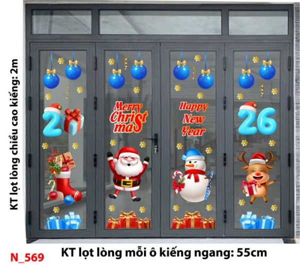 Decal dán tường Decal dán Noel 569 cửa 4 cánh