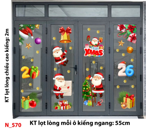 Decal dán tường Decal dán Noel 570 cửa 4 cánh