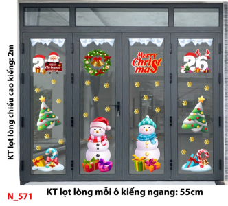 Decal dán tường Decal dán Noel 571 cửa 4 cánh