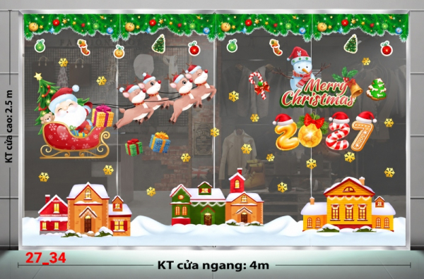 Decal dán tường Decal dán Noel combo số 34