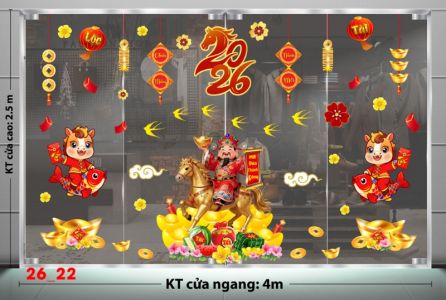 Decal dán tường Decal dán Tết - Tết xuân combo 22