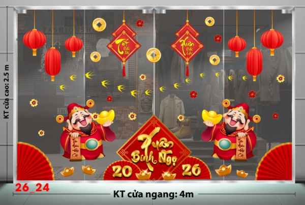 Decal dán tường Decal dán Tết - Tết xuân combo 24
