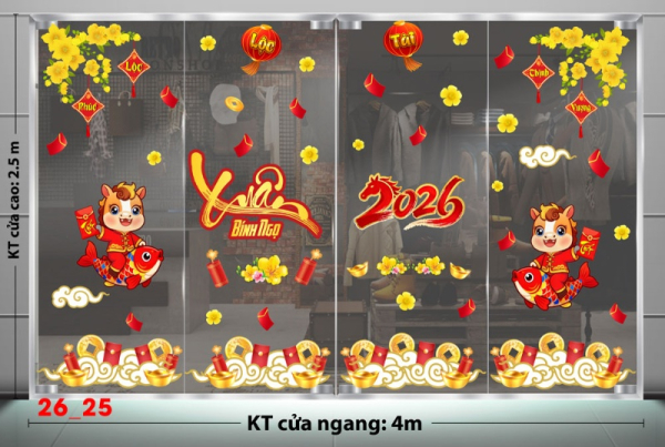 Decal dán tường Decal dán Tết - Tết xuân combo 25