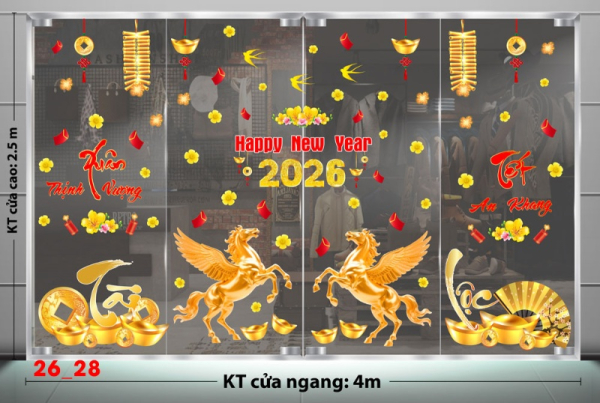 Decal dán tường Decal dán Tết - Tết xuân combo 28